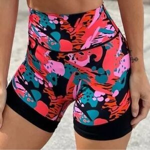 NoireBlanc Abstract Print Athletic biker Shorts